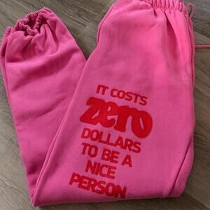 Mayfair pink sweatpants with orange